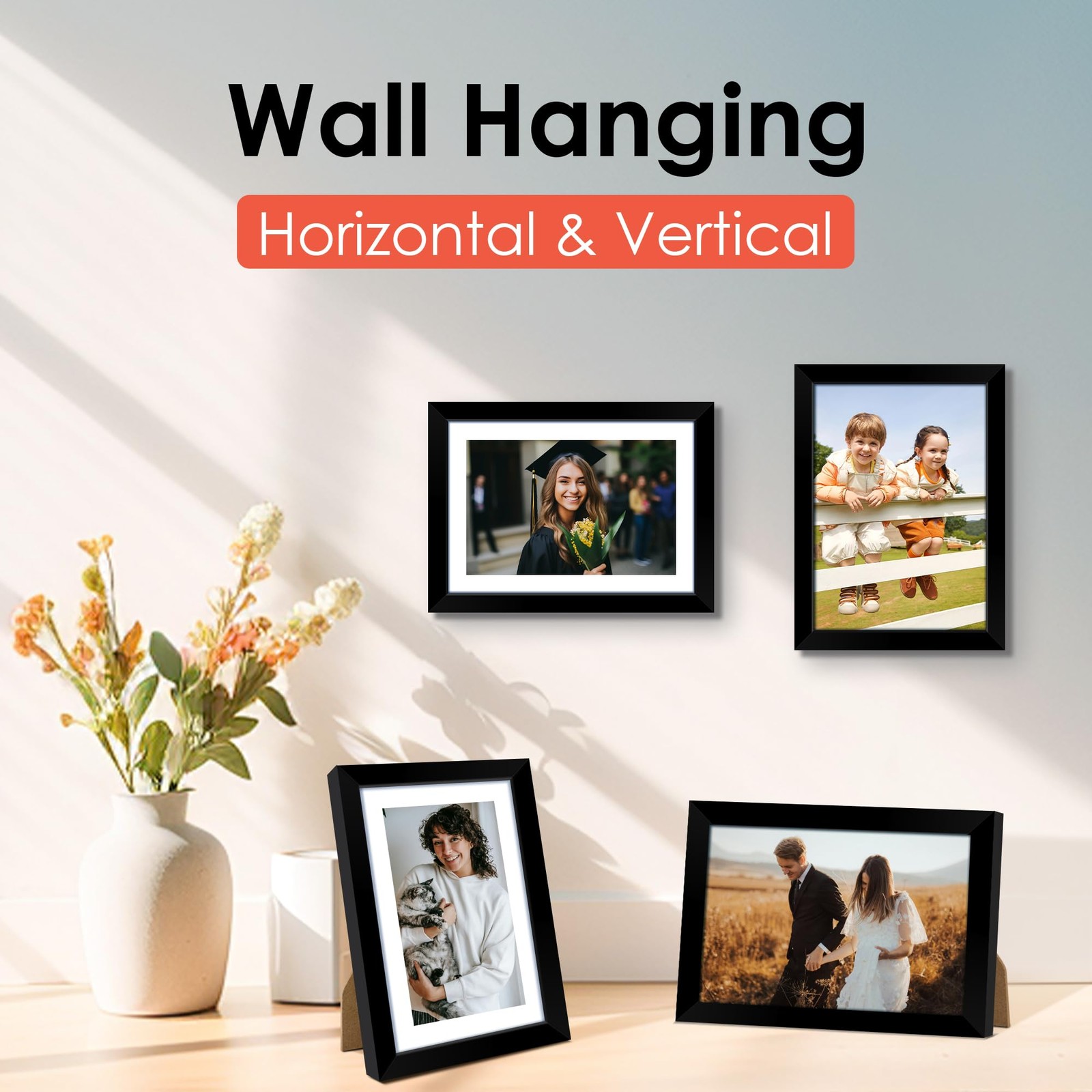 FIXSMITH 5×7 Picture Frame Set of 6, Black Photo Frames Bulk 5″×7″,