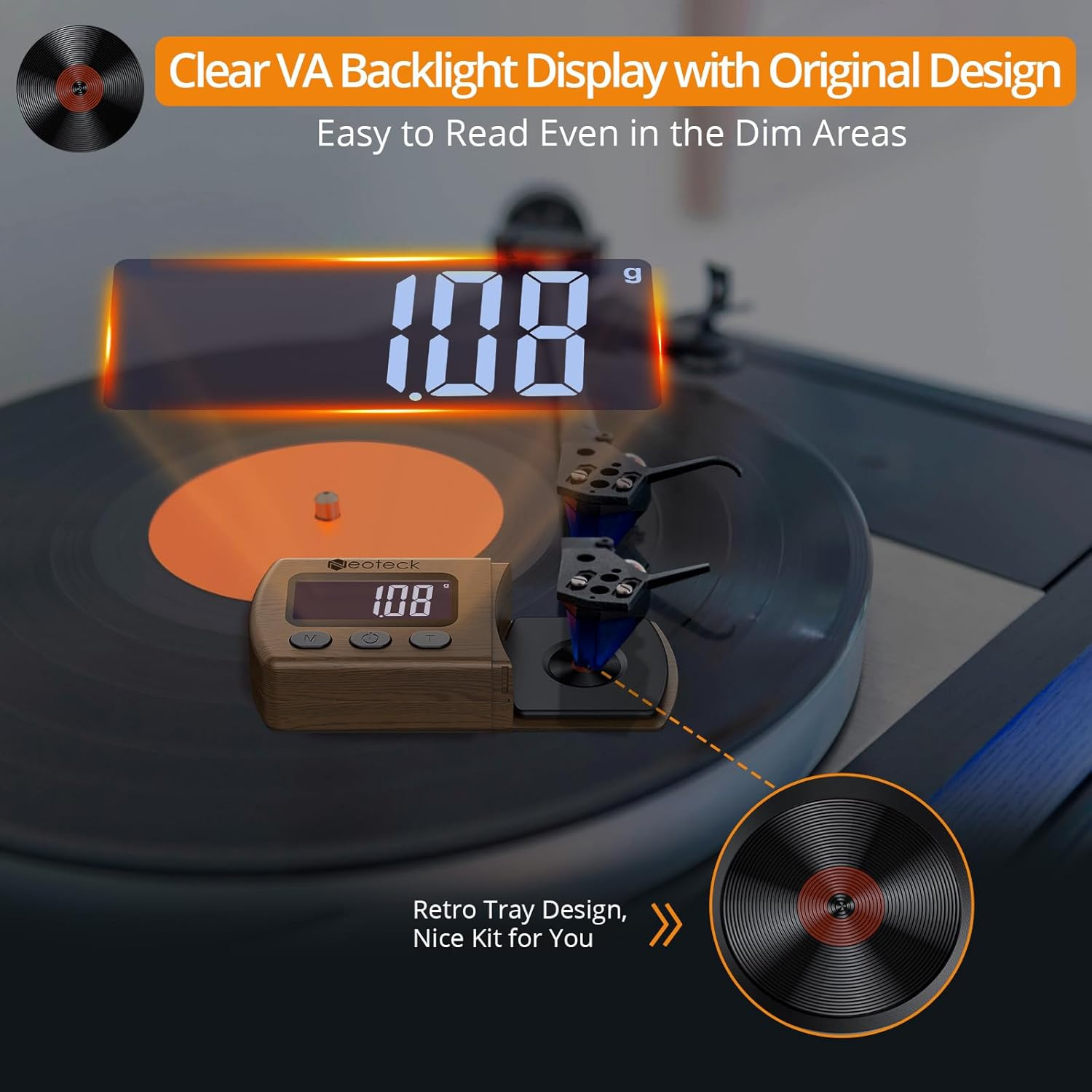 Digital Turntable Stylus Force Scale Gauge 0.01G/5.00G Black LCD Backlight for T