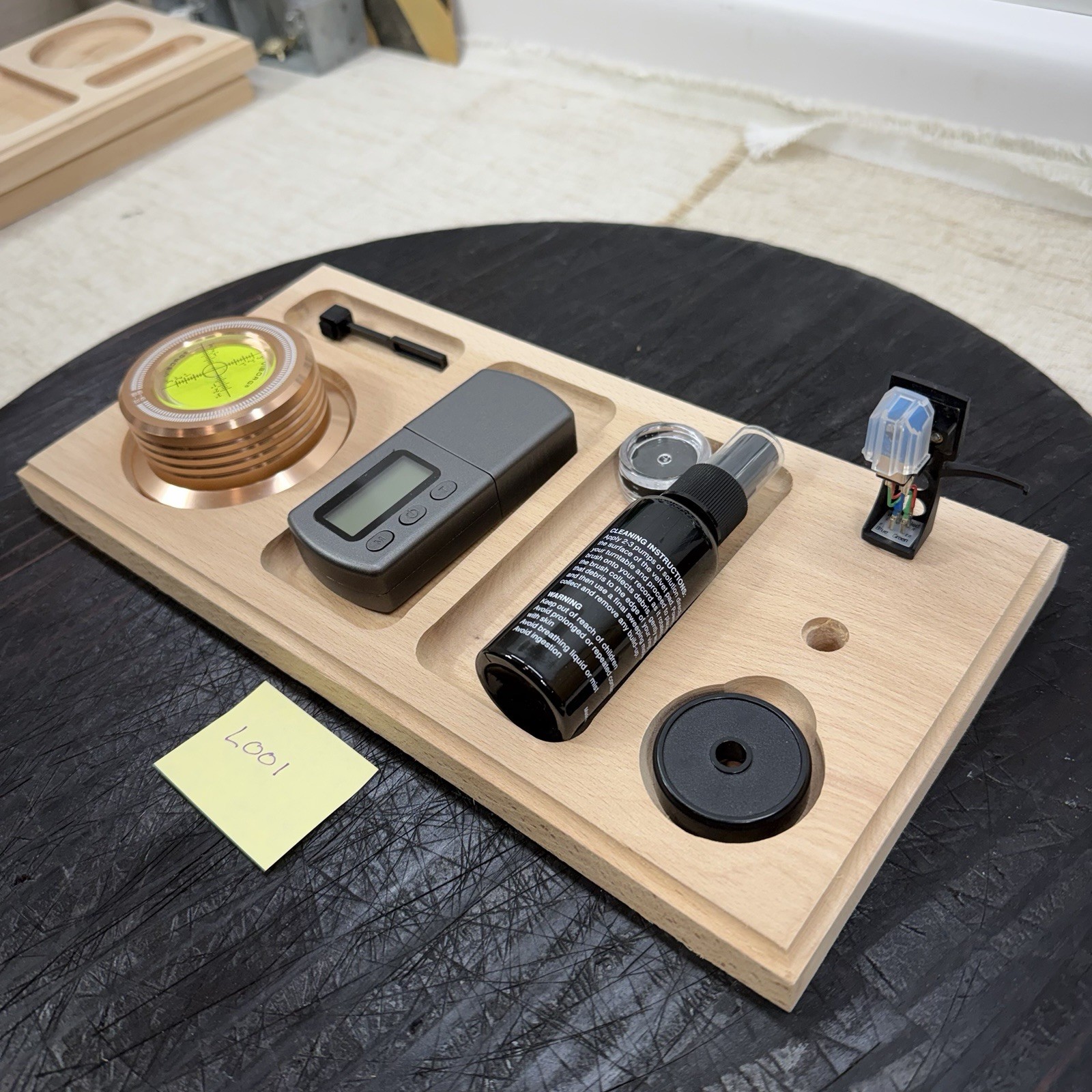 Turntable Accessory Tray W Headshell Stand Unique Wood Character Organizer Read