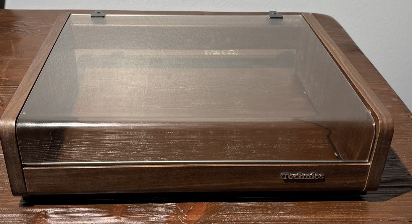 Vintage Technics Dust Cover Plinth Open Bottom Hinges Wood Veneer 18.75”x15.75”
