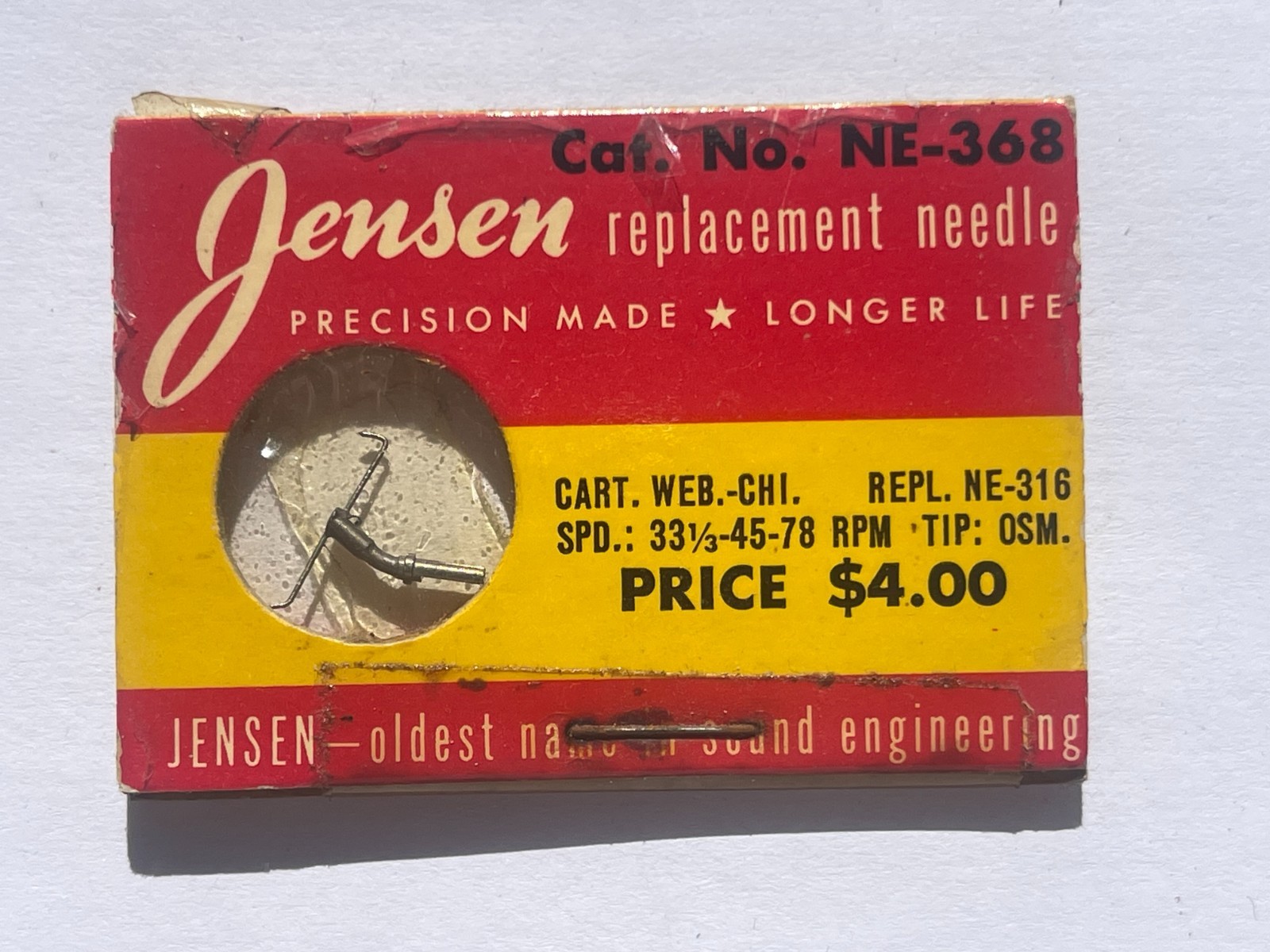 NOS Turntable Stylus Needle Jensen NE-368