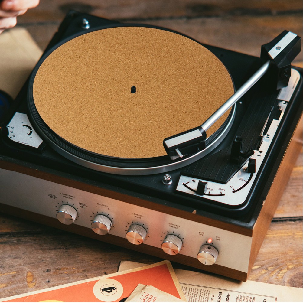2Pcs Cork Turntable Slipmat Vinyl Record Mat Vibration Noise Dampening Accessory
