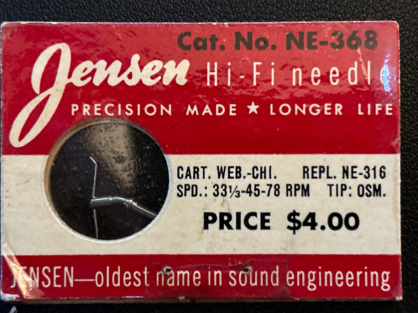 NOS Turntable Stylus Needle Jensen NE-368