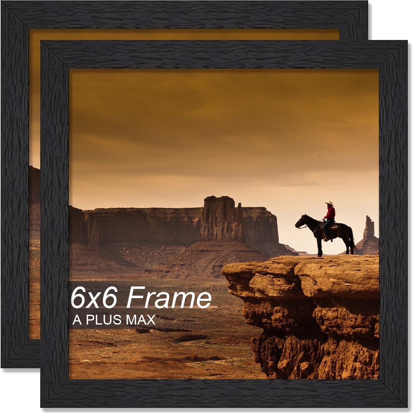 A PLUS MAX 6×6 Picture Frame Set of 2, Black Engineered Wood 6×6,
