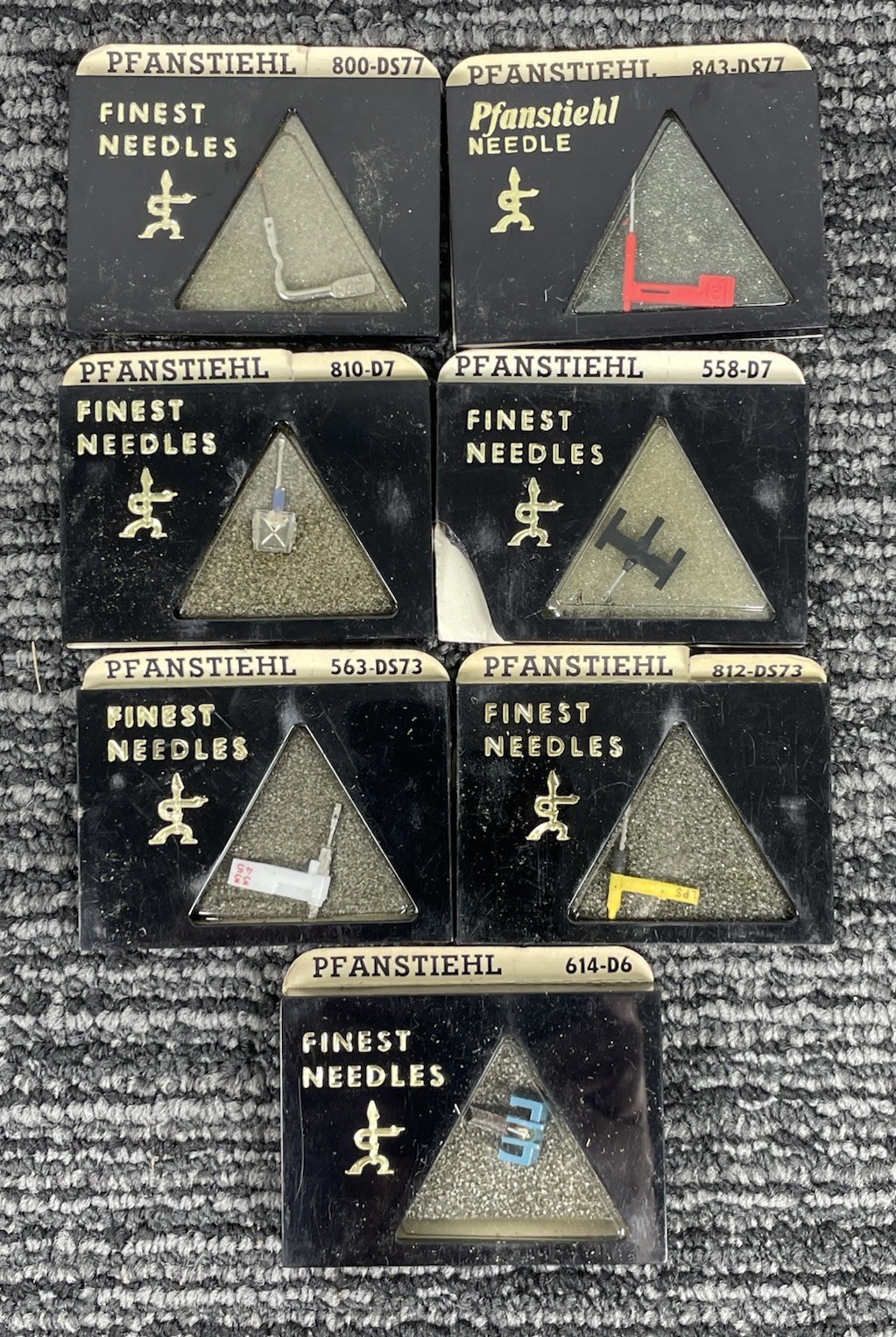 🔥 Lot of 7 • Vintage Pfanstiehl Stereo & Mono Diamond Needles Stylus Phonograph