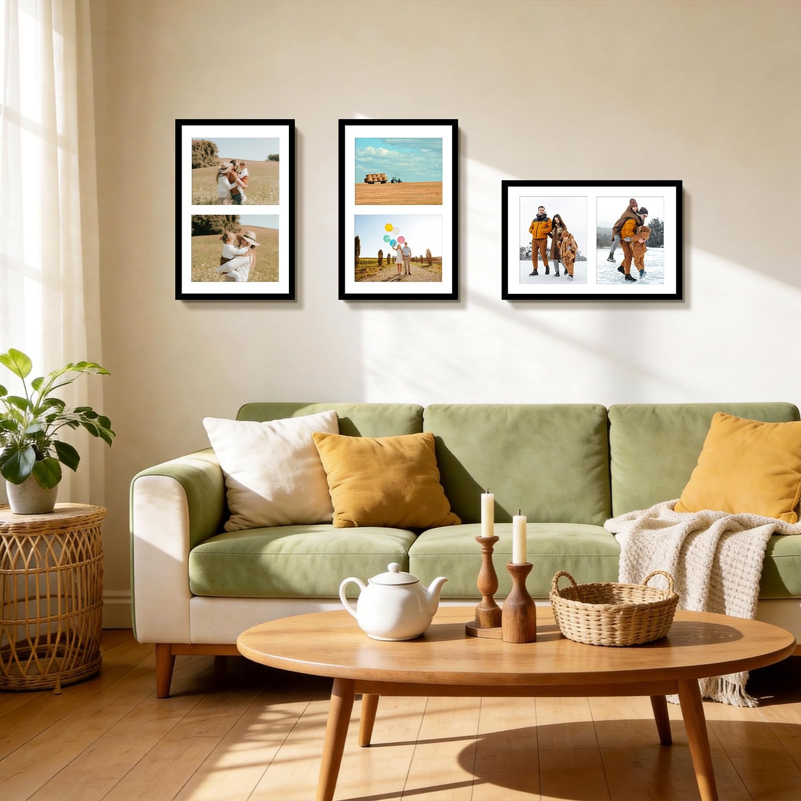 Golden State Art, 12×19 Black Wood Collage Picture Frame with 1 Pack,