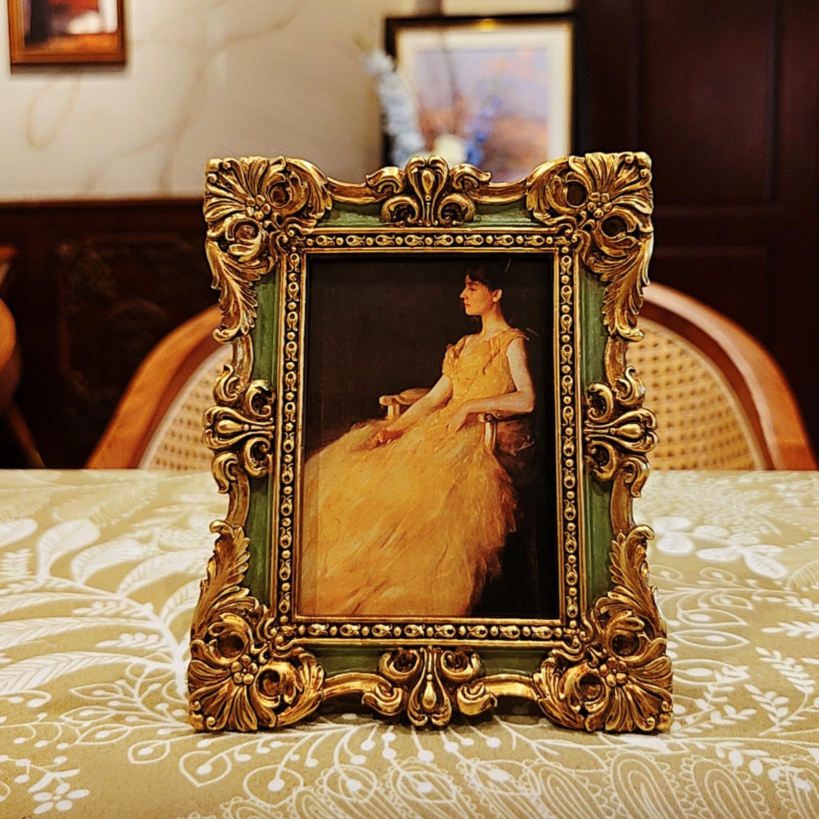 CISOO 2.5×3.5 Vintage Small Picture Frame, Antique Ornate 2.5×3.5, Green