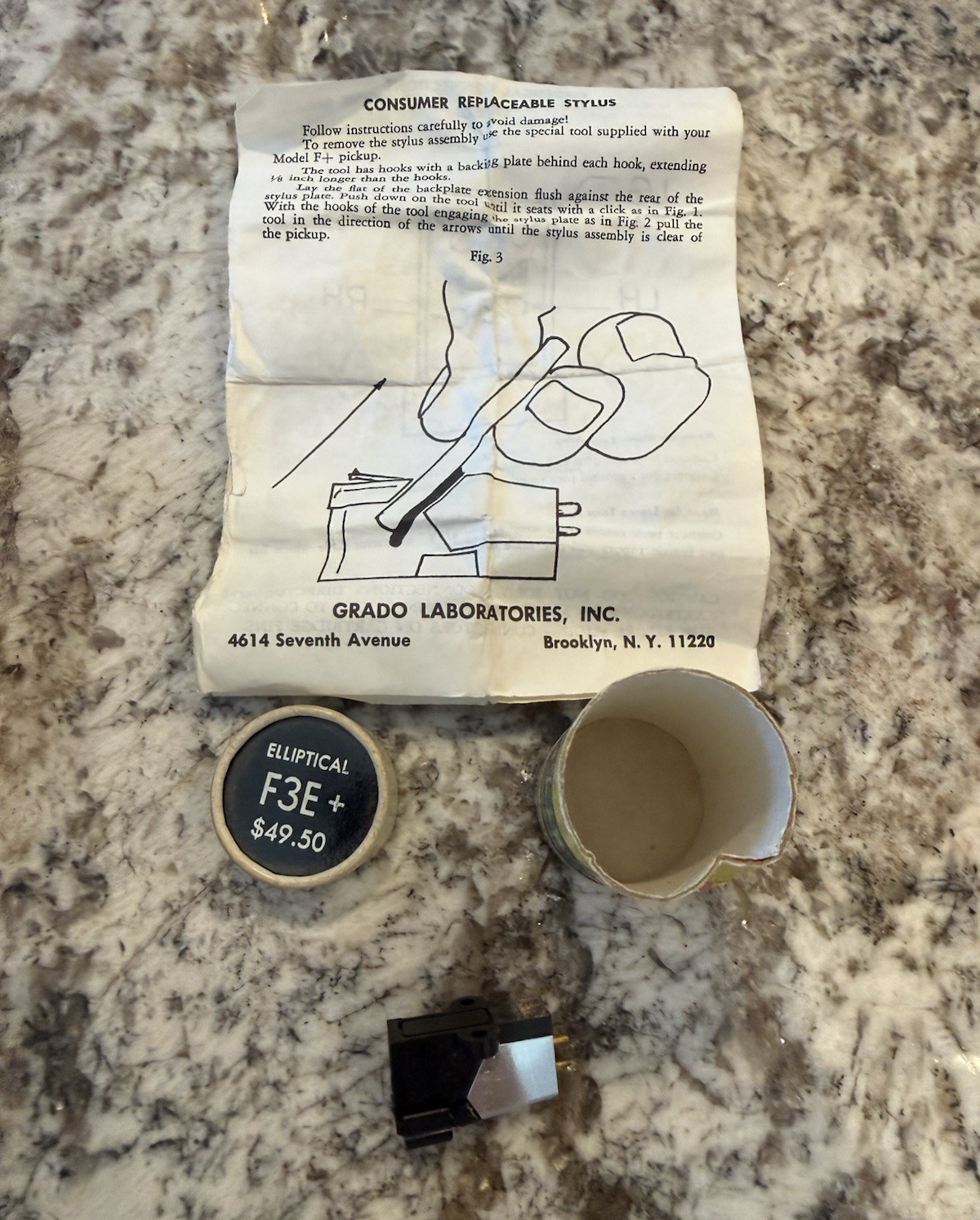 Grado F3E+ Elliptical Phono Cartridge, with original box and instructions