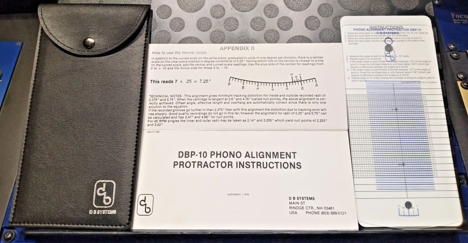 DB Systems DBP-10 Phono Turntable Cartridge & Needle Alignment Protractor Tool