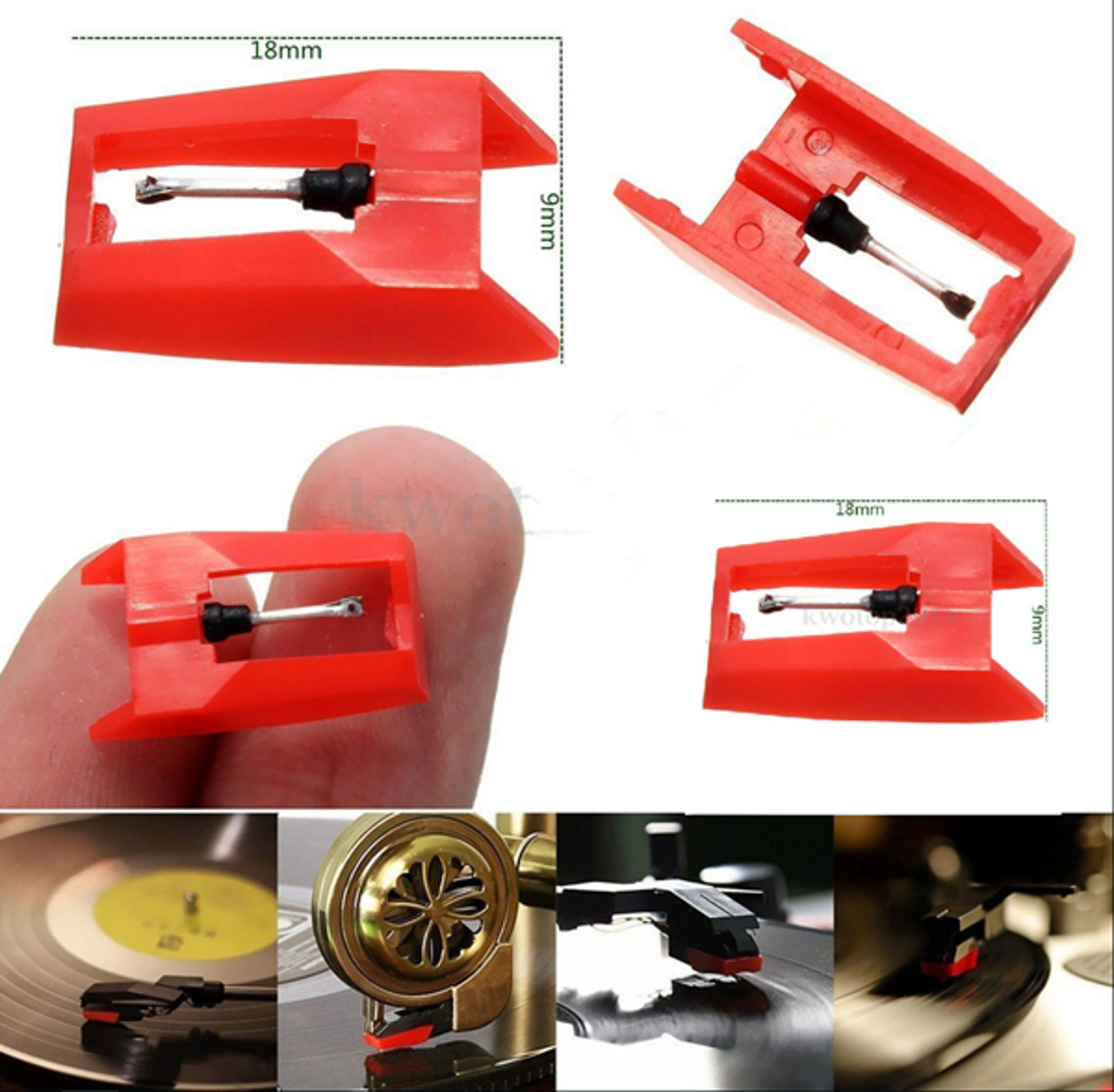 Red Turntable Diamond Stylus Needle for LP Record Player Phono Ceramic Cartridge