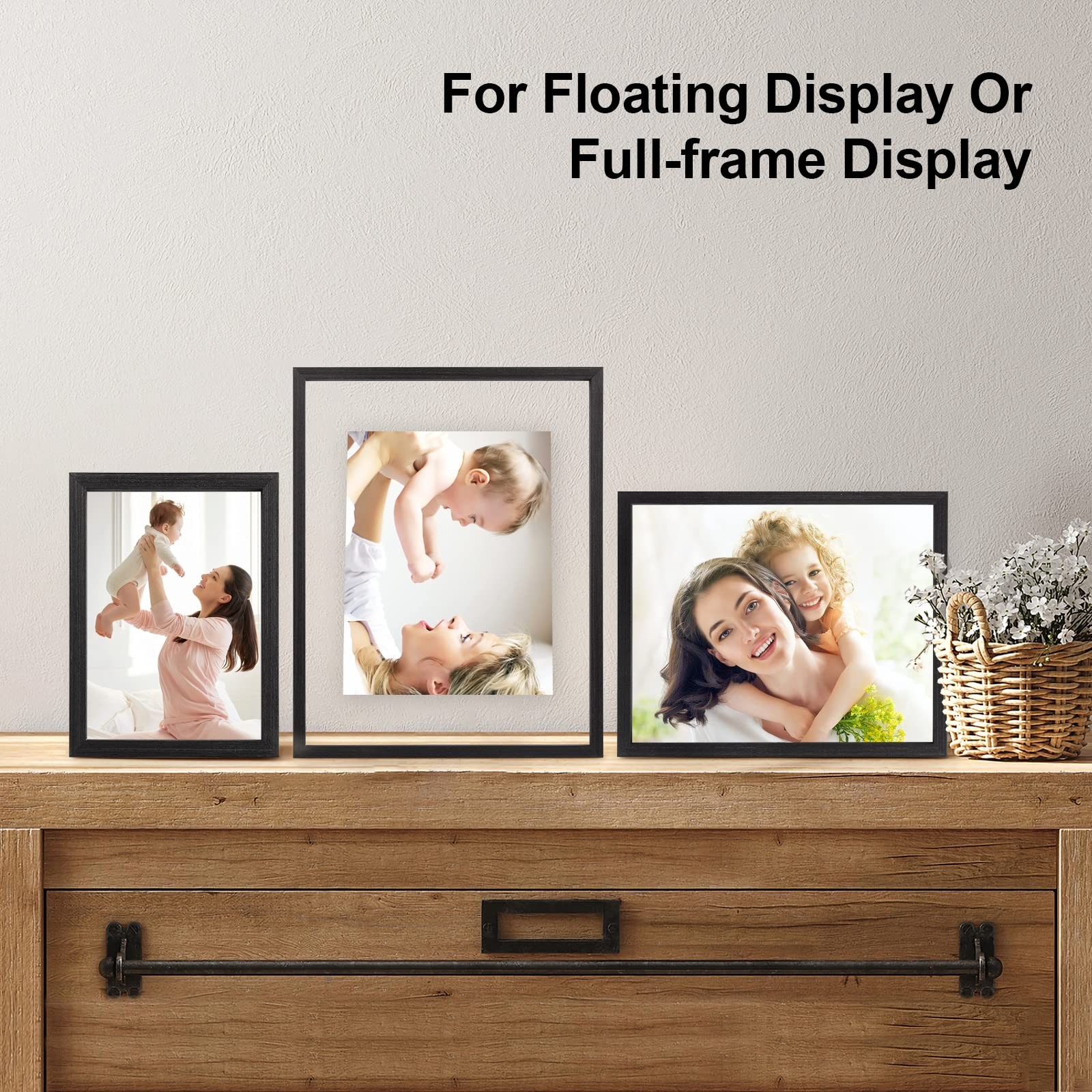 Egofine 8×10 Floating Frames Set of 2, Double Plexiglass 8×10, Faded Black