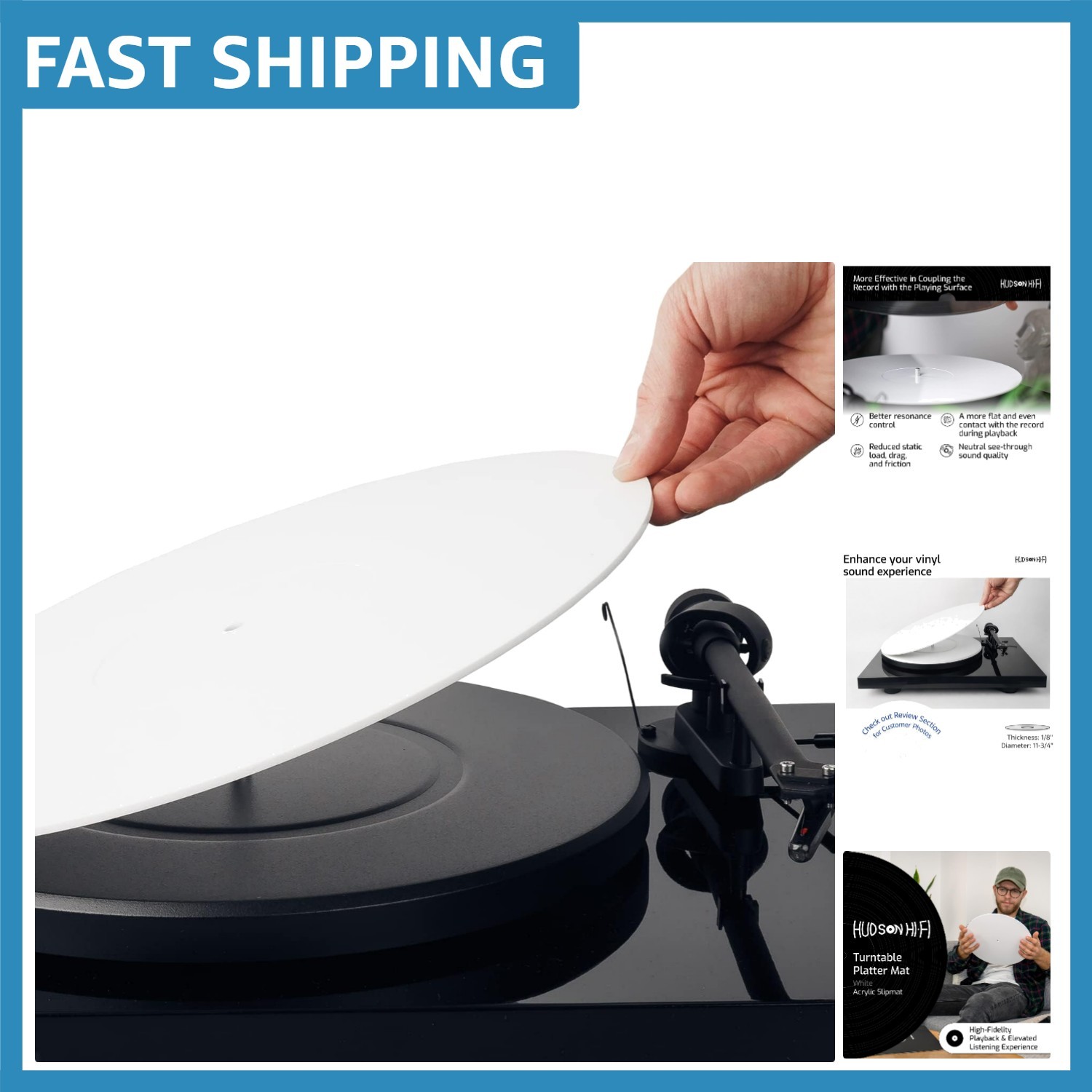 White Anti-Static Acrylic Turntable Slipmat – Upgrade Your Vinyl Experience