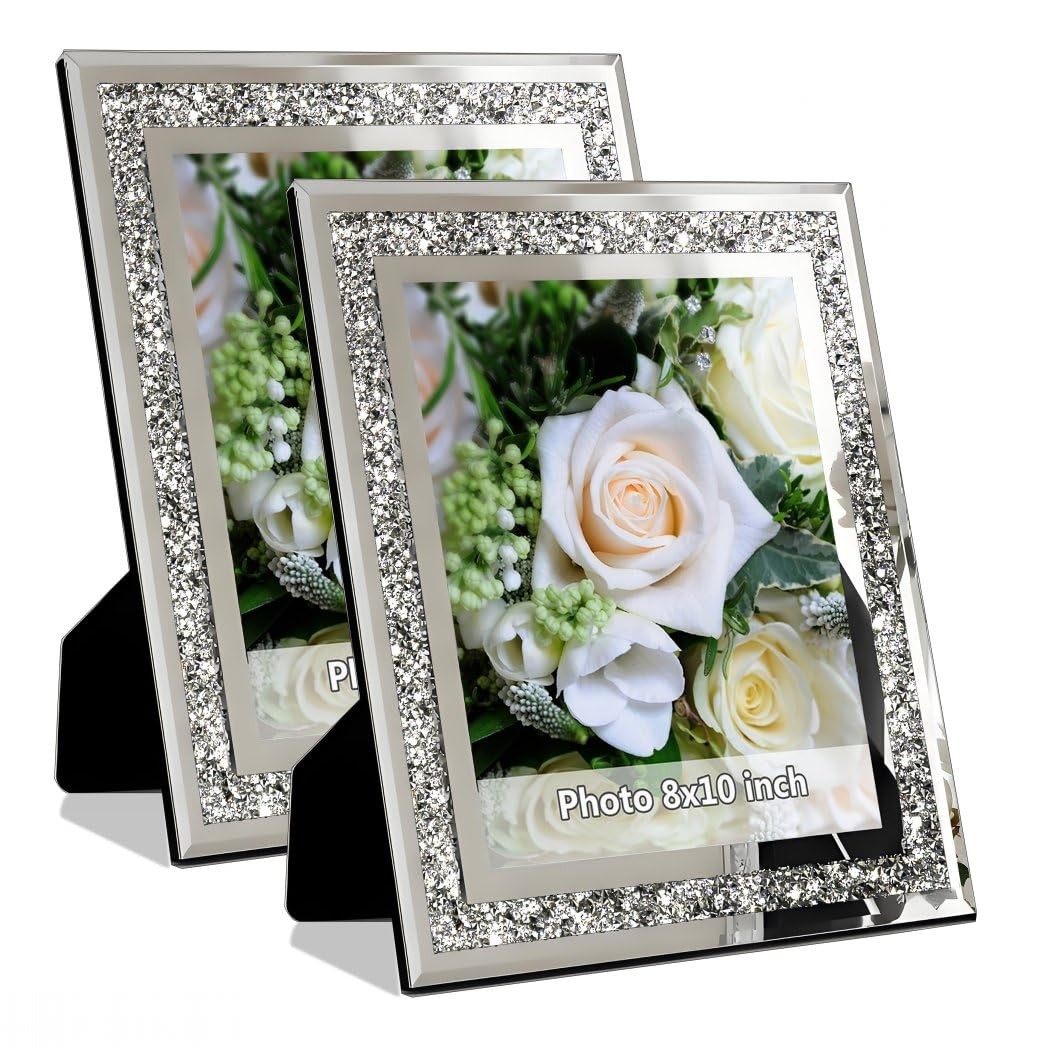 Crushed Diamond Wedding Mirror Photo Frame, Crystal 8×10, 8×10 inch