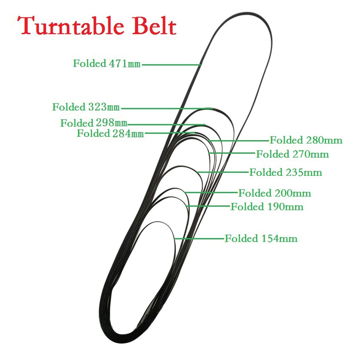 11pcs Turntable Belt Different Specifications Rubber Belt Replace Turntable Phon