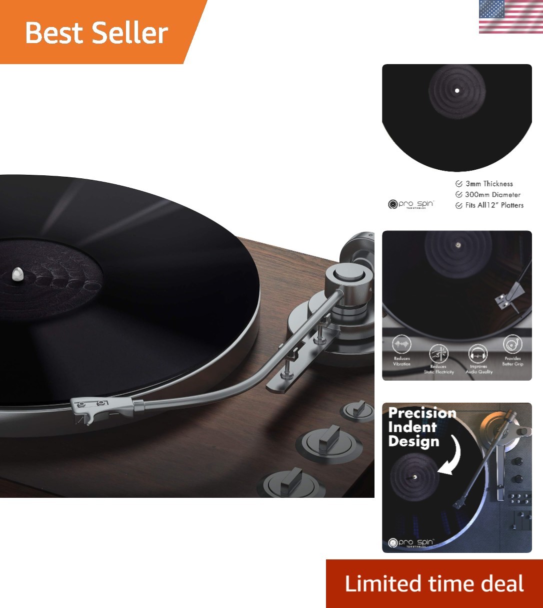 Black Acrylic Turntable Mat – 12″ Vinyl Slipmat for Enhanced Audio Performance