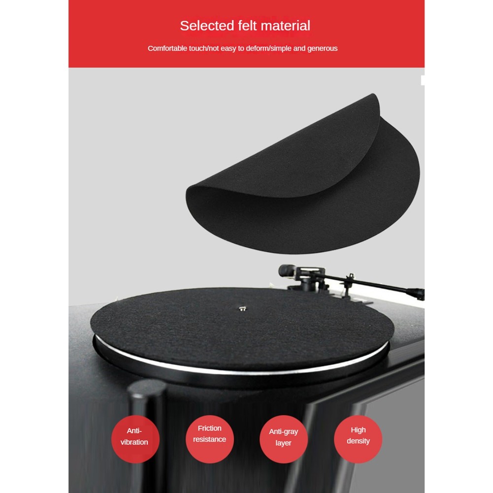 Felt Turntable Platter Mat Slip Mat 3mm Thick Turntable Mat for LP Vinyl1235