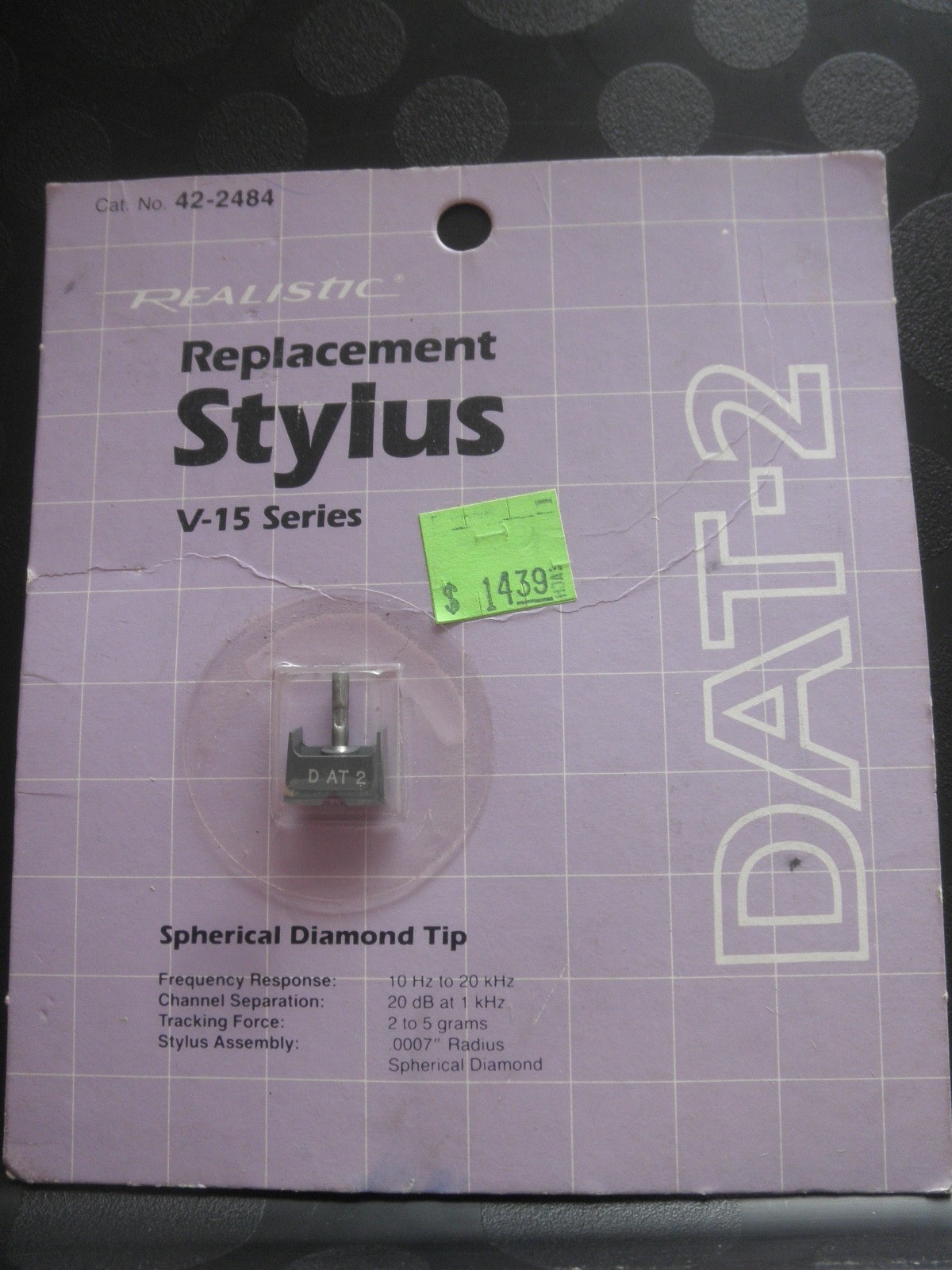 Realistic Stylus V-15 Series DAT-2 Spherical Diamond Tip New NOS for KLH Scott