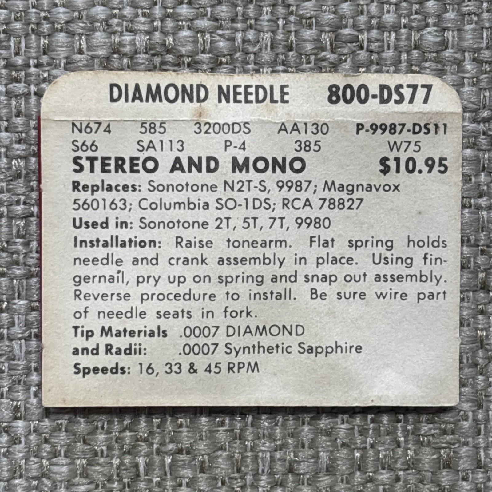 Pfanstiehl 800-DS77 Superb Needle Replaces Sonotone N2T-S For 2T, 5T, 7T NOS
