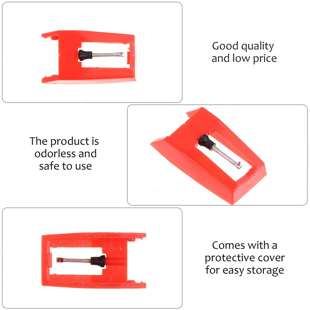 4Pcs Durable Plastic and Aluminum Stylus Needles for Record Player Red