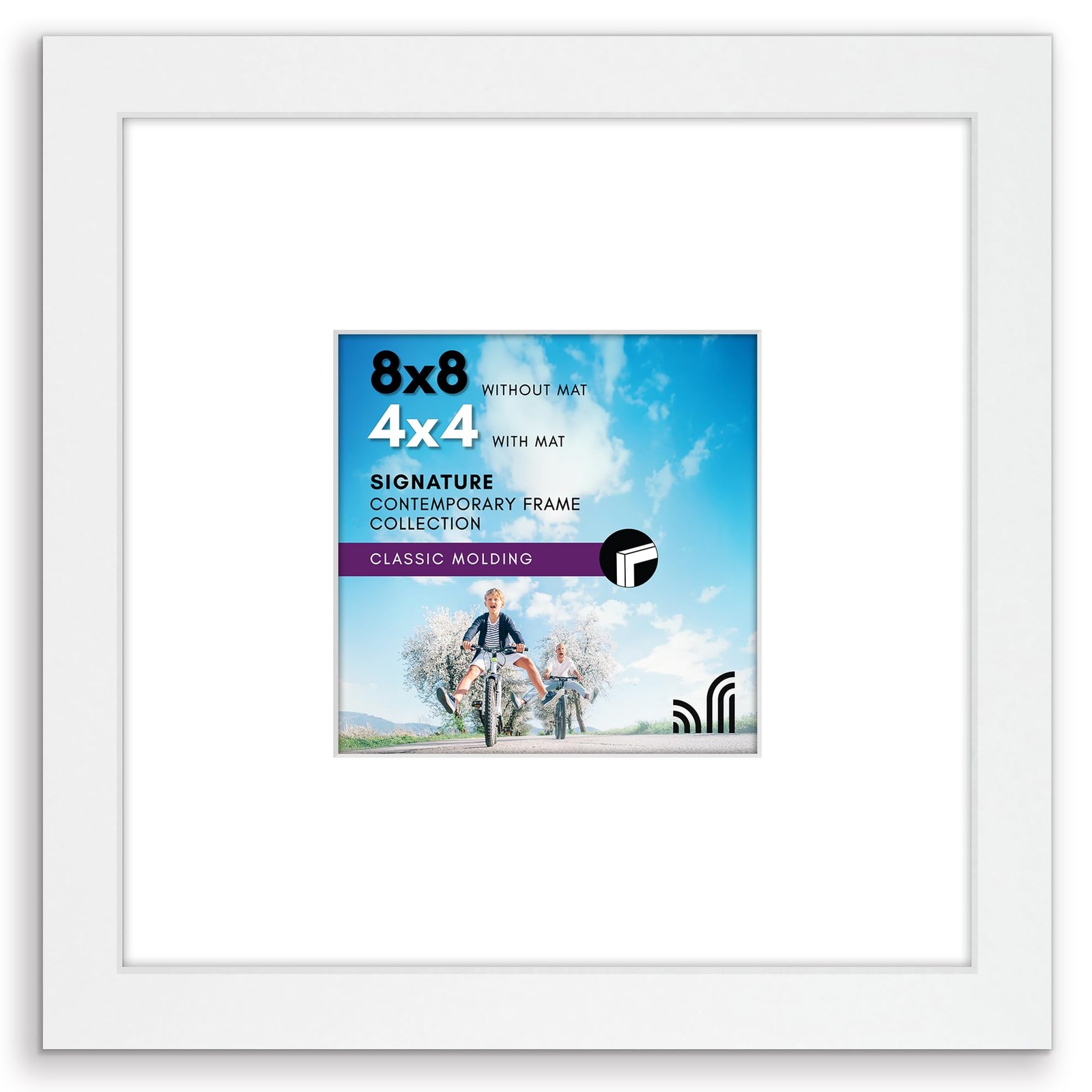 Americanflat 8×8 Picture Frame with Shatter-Resistant Glass – Use 8X8, White