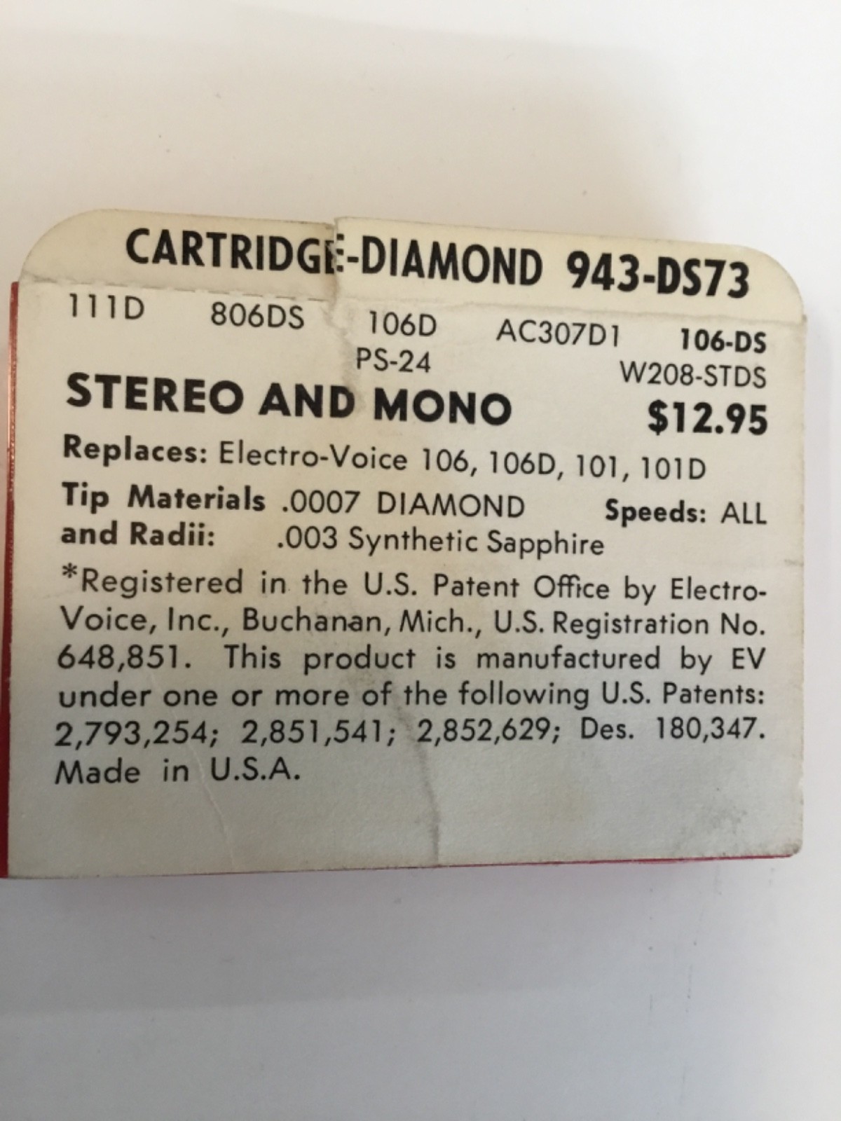 New Old Stock Pfanstiehl Superb 943-DS73 Needle Phonograph Cartridge