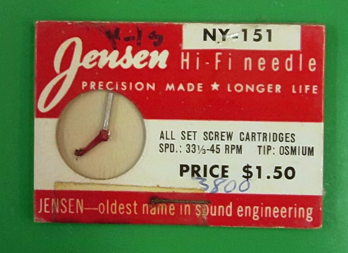 PHONOGRAPH NEEDLE NY-151, 33 AND 45 RPM NEEDLE FOR SET-SCREW CRYSTAL CARTRIDGES