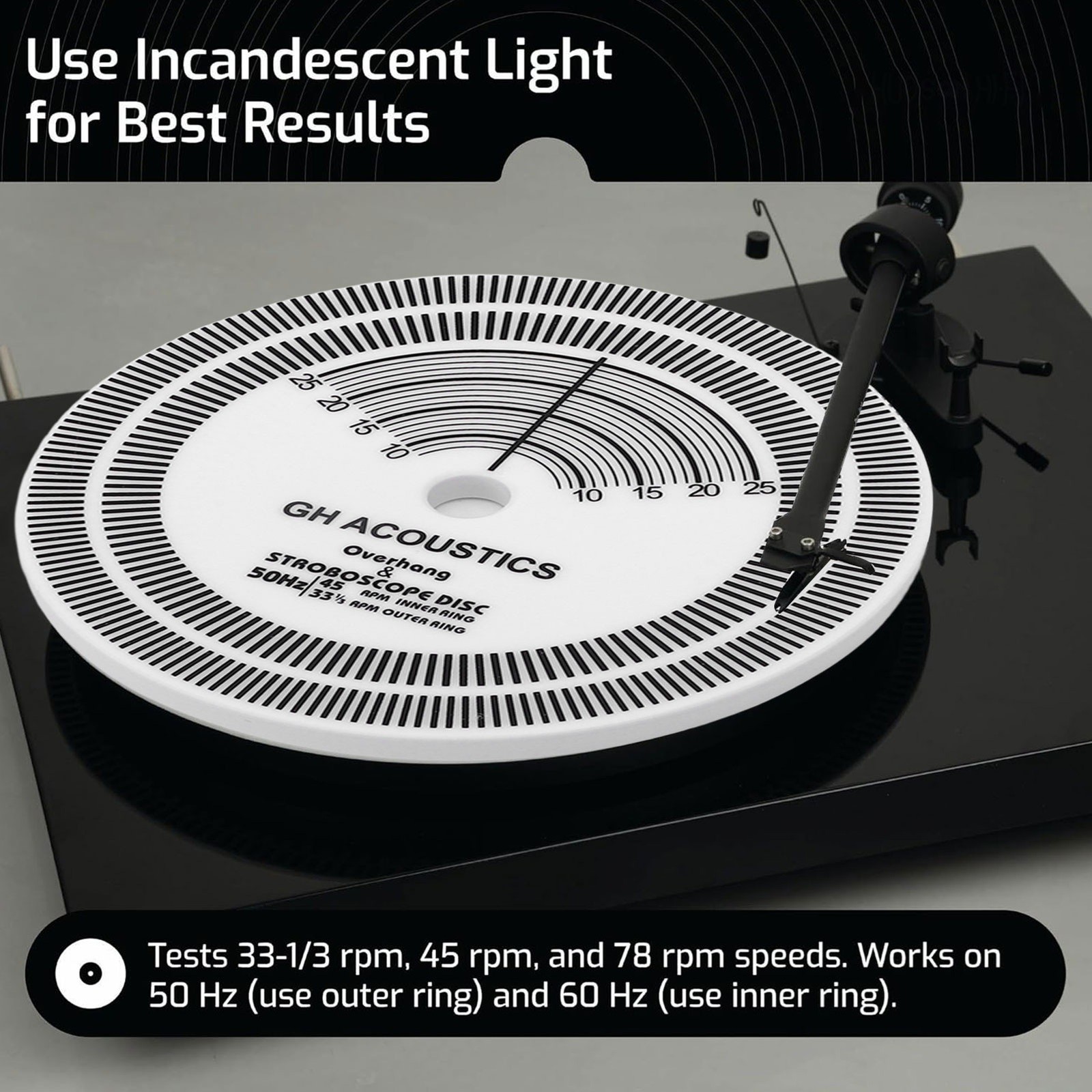 HiFi Turntable Strobe Disc Mat PVC Rotational Speed Detection Turntables Ca FLHV