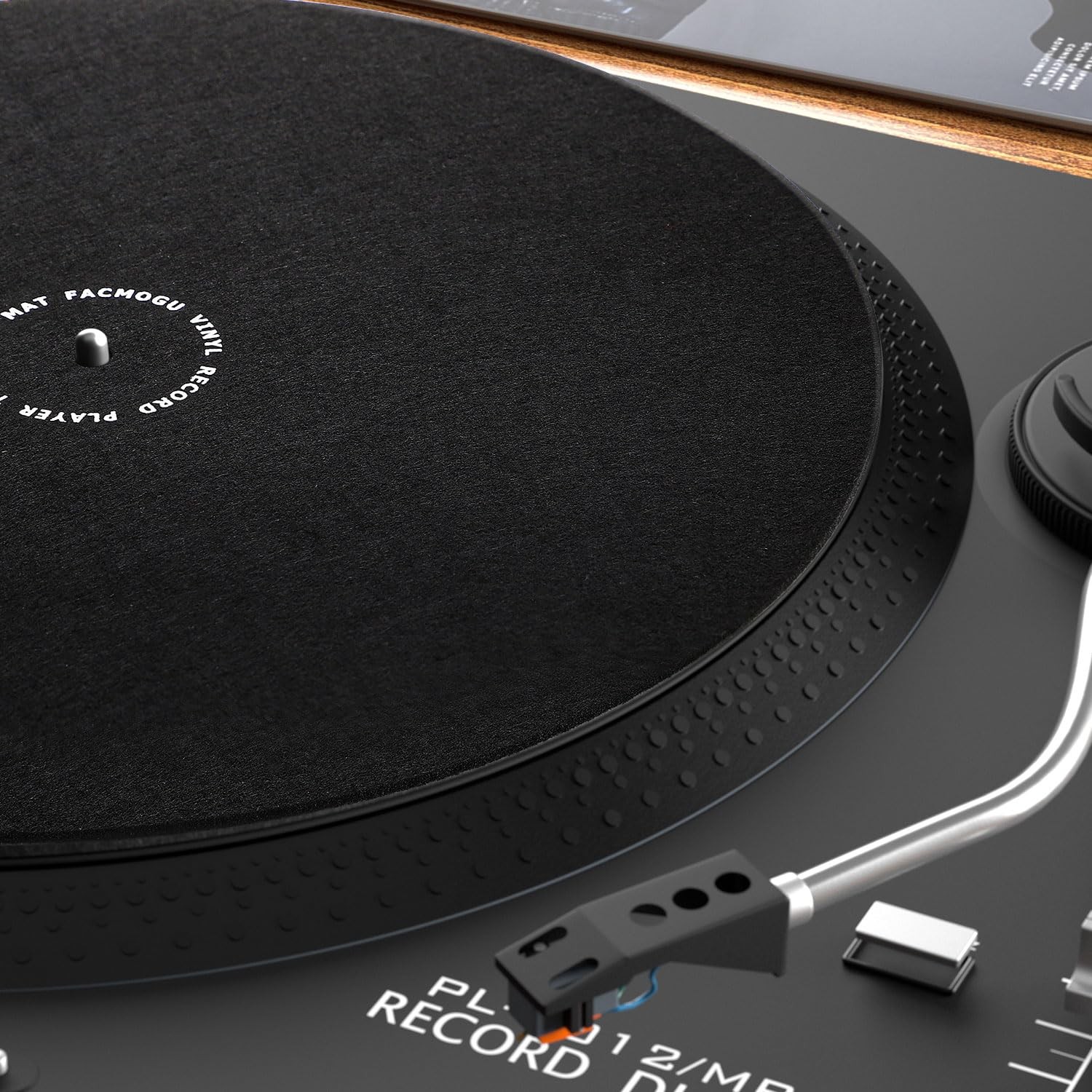 Facmogu 12 Inch Wool Turntable Slipmat, Anti Vibration 2mm Thickness, Black
