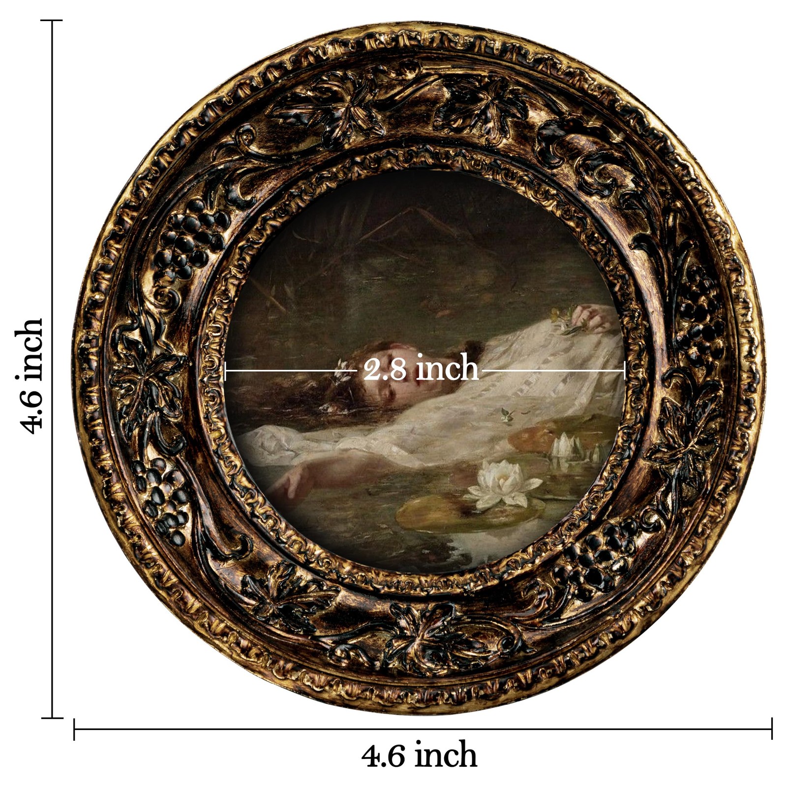 eletecpro 3×3 Small Round Picture Frame, Retro 3×3, Antique Gold Ornate