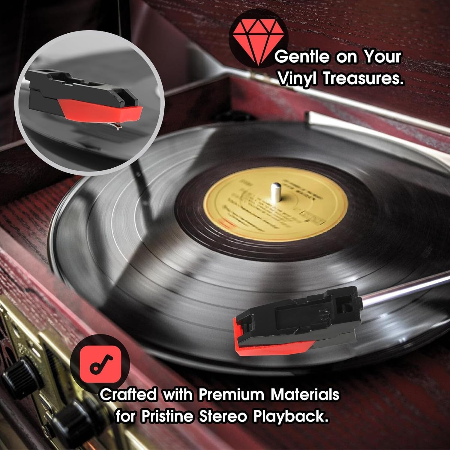 Replacement Cartridge & 4 Stylus Needles for Crosley & Victrola Players