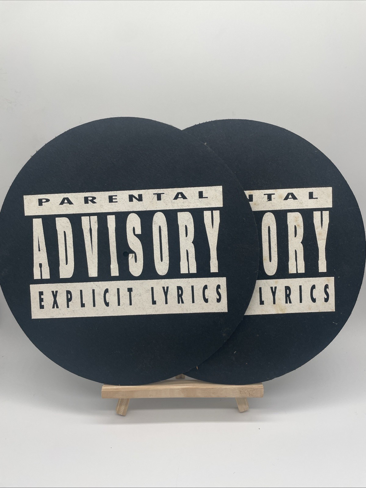 Vintage and Rare Parental Advisory Slipmat DJ Vinyl Record Slip Mat lot of 2