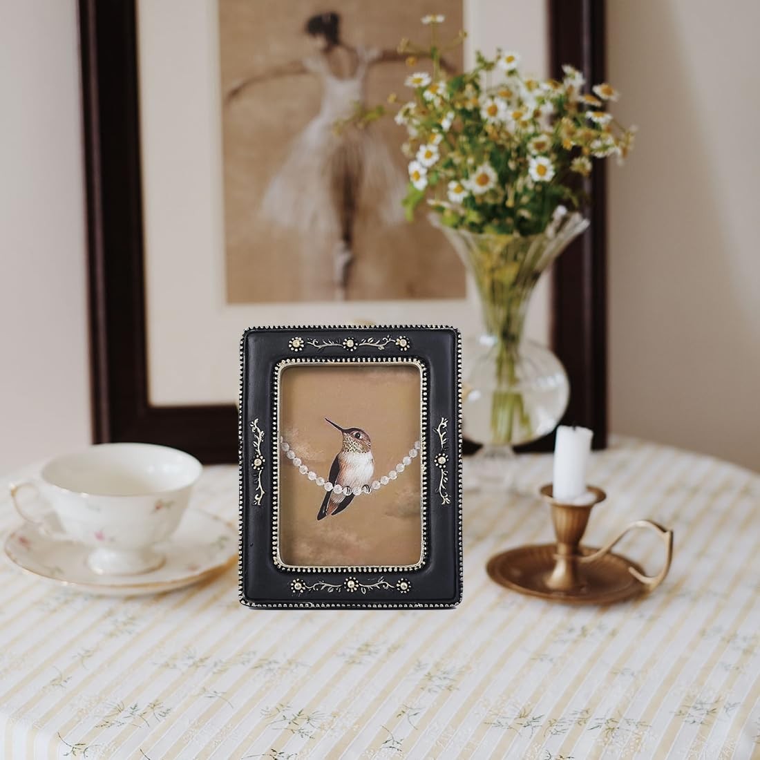 SIKOO Small Vintage Picture Frames 2.5×3.5 Antique 2.5 x 3.5, Black and Gold