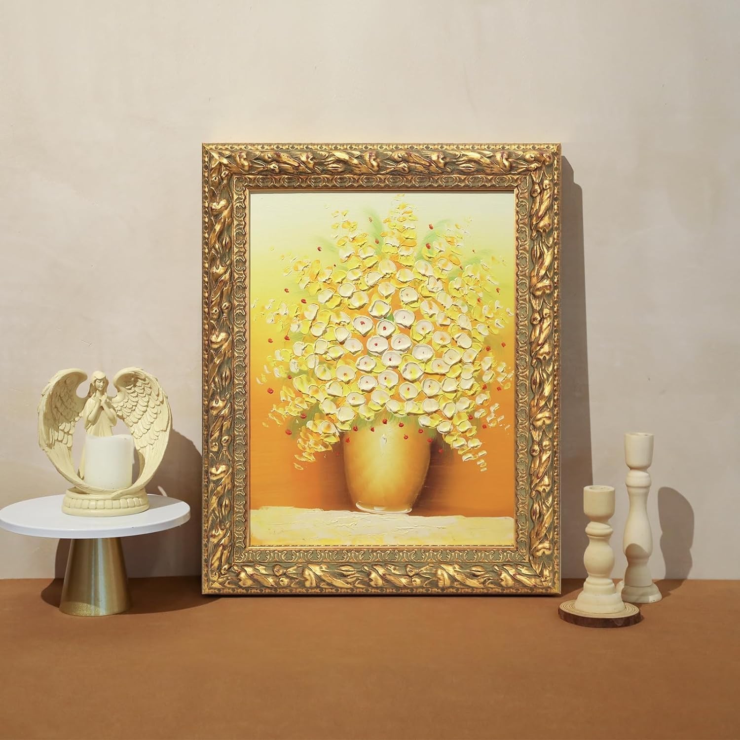 FOLKOR Canvas Frame for 12×12 Oil Paintings Art Prints, Finished 12×12″, Gold