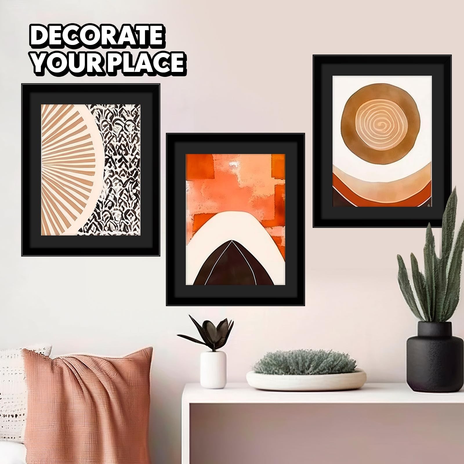 Geetery 8 Pcs Plastic Magazine Frames for Wall Fits Black (Black Mat)