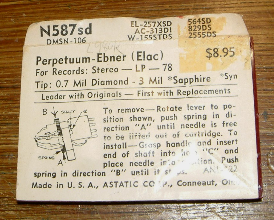 Phonograph Needle 564-SD for Elac KST106 DNM-106 PE-186, N587sd 5807DS 330-DS73