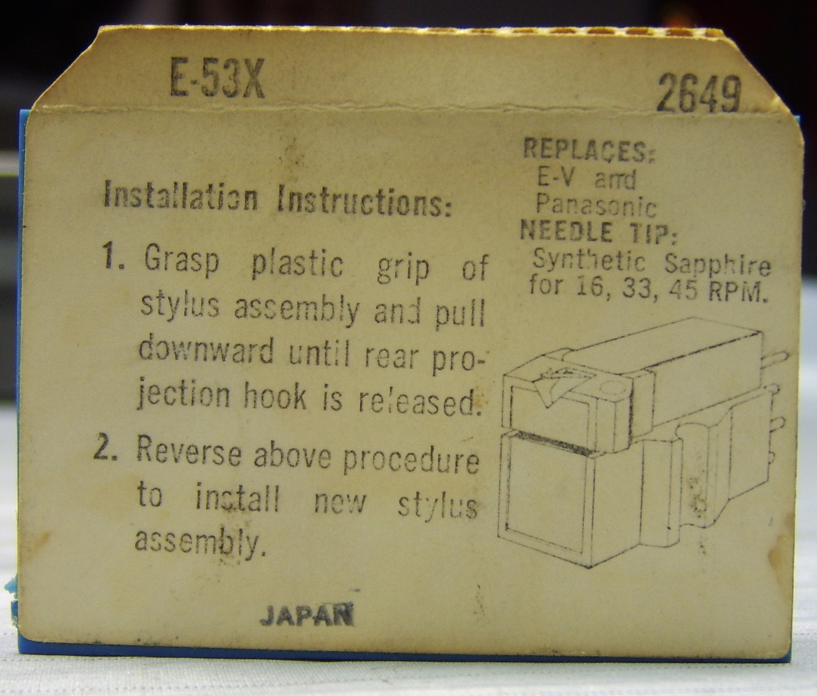 NEW Hard to Find E-V Stylus # E-53X for Panasonic Phonograph Cartridge EV 2649