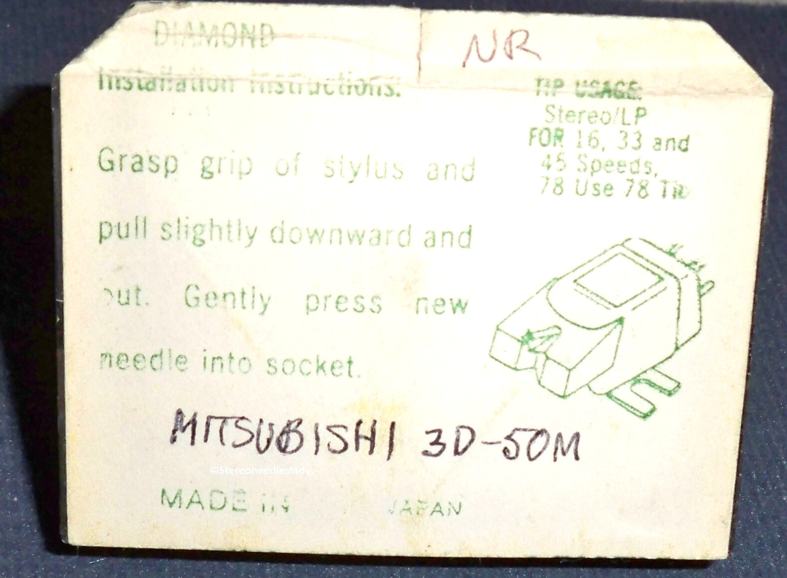 TURNTABLE NEEDLE STYLUS for SHARP STY-128 Mitsubishi MGA 3D-50M