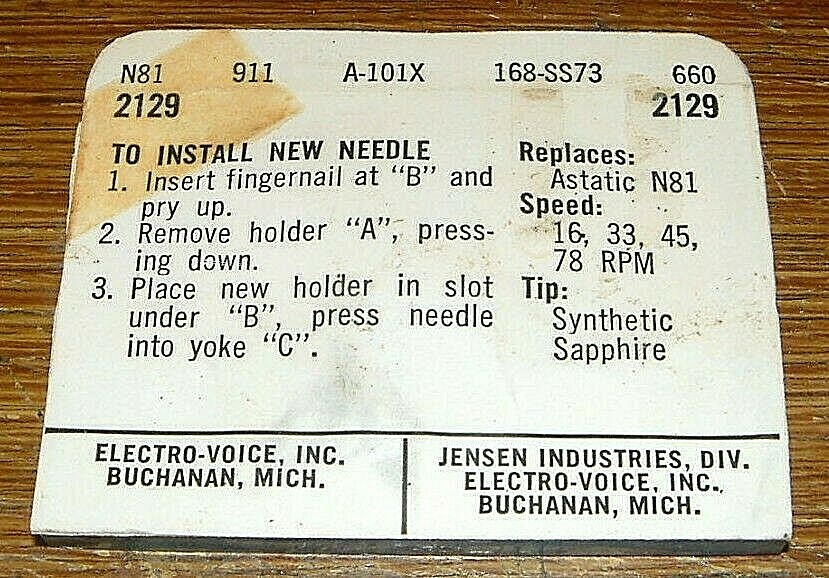 Stereo Phonograph NEEDLE 168-SS73 for Astatic N81 in 361 363 365, A113X EV2129DS