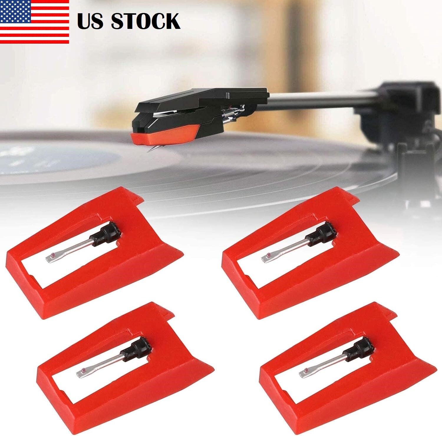 4× Diamond Replacement Vinyl Turntable Cartridge Needles For Crosley Phonograph