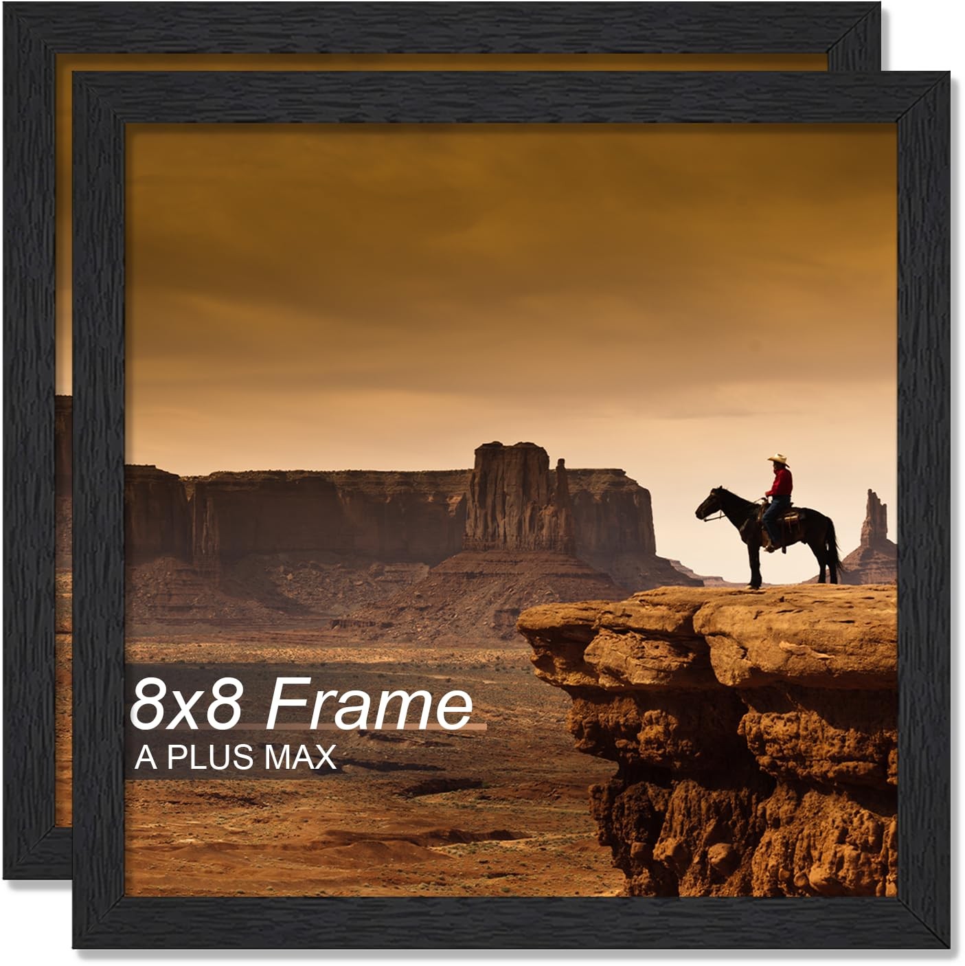 A PLUS MAX 8×8 Picture Frame Set of 2, Black Engineered Wood 8×8,
