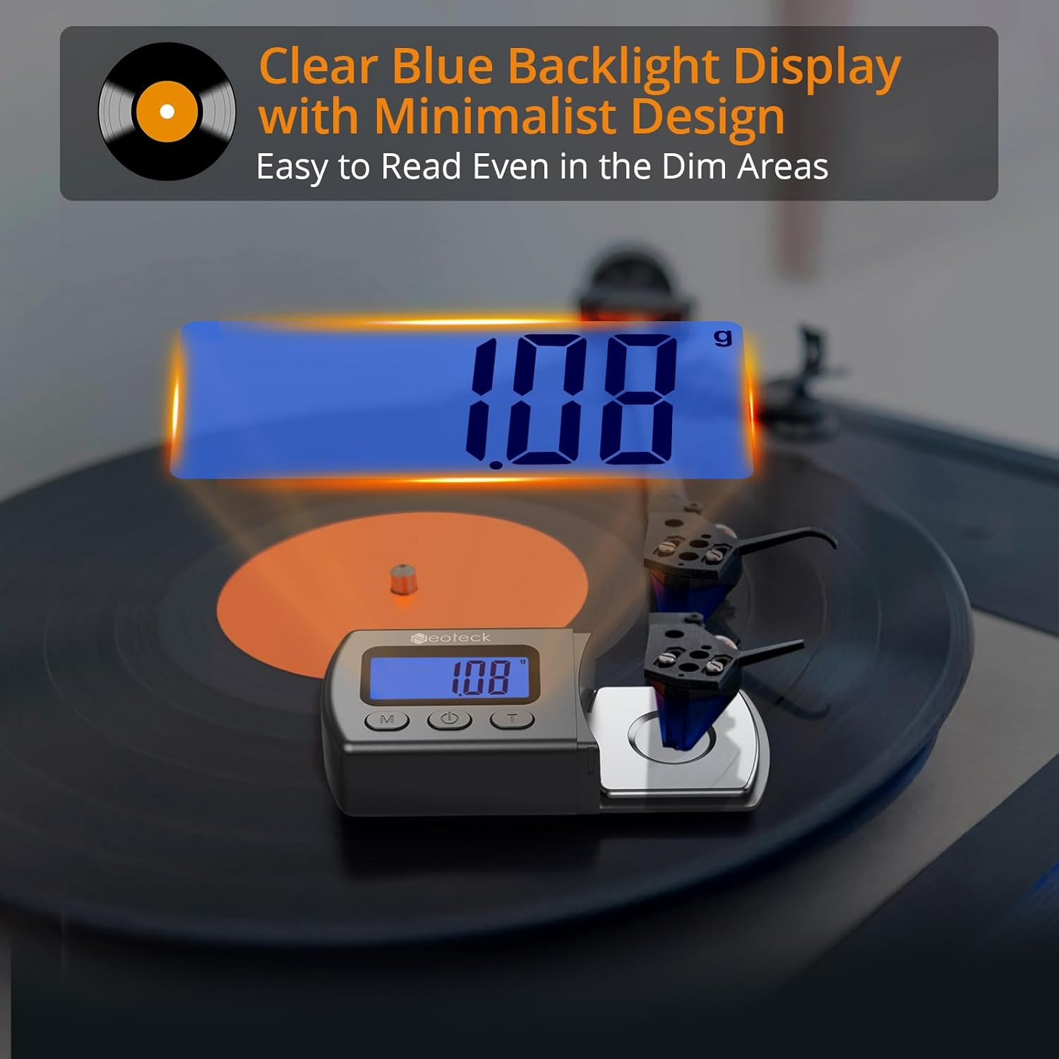 Digital Turntable Stylus Force Gauge 0.01G/5.00G with Blue LCD Backlight Turntab