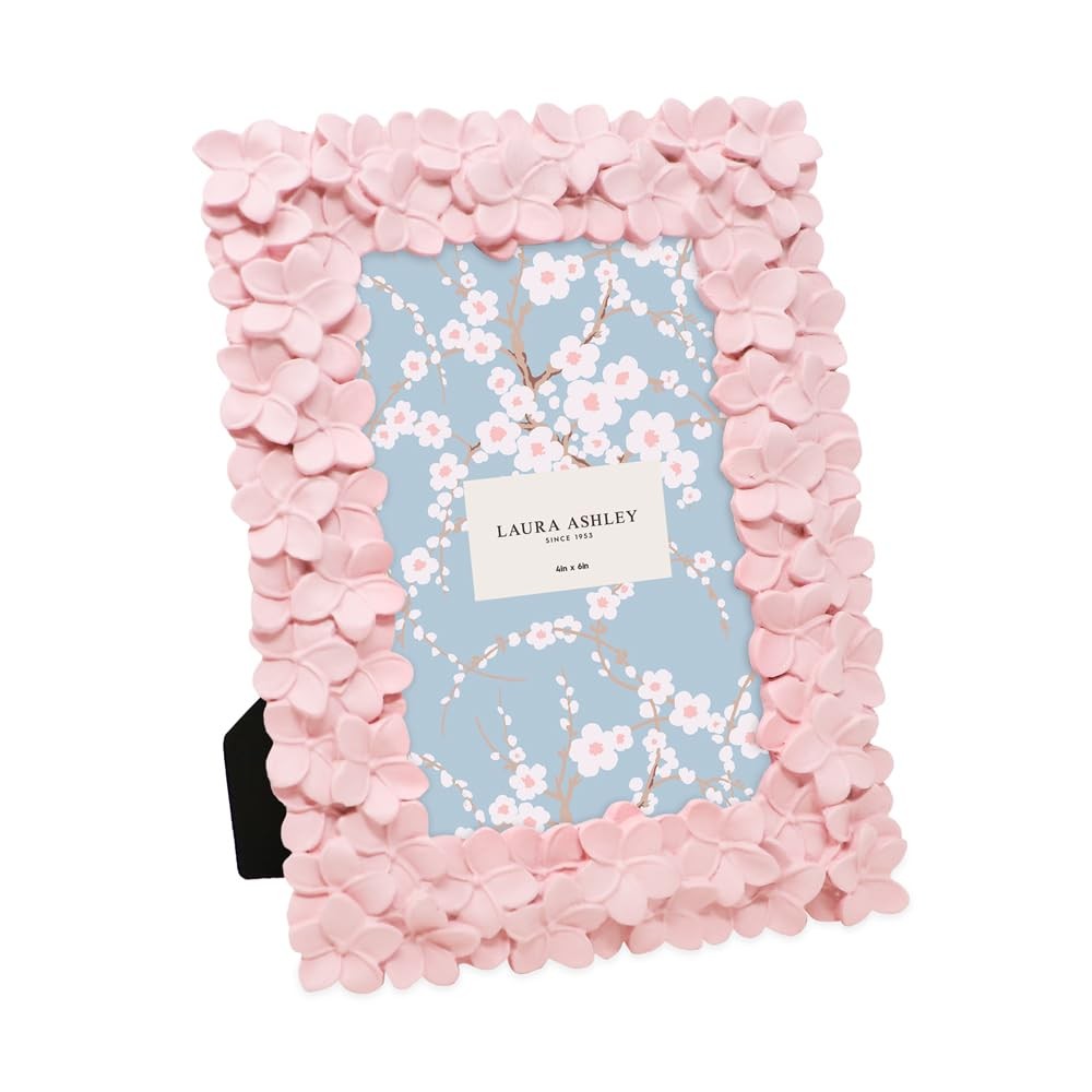 Laura Ashley 4×6 Pink Flower Textured Hand-Crafted Resin Picture 4×6,