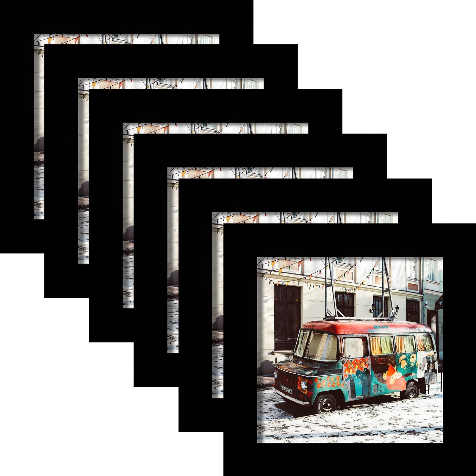 4×4 Black Picture Frames Square Classic Natural Wood 6 Pack for 4×4,