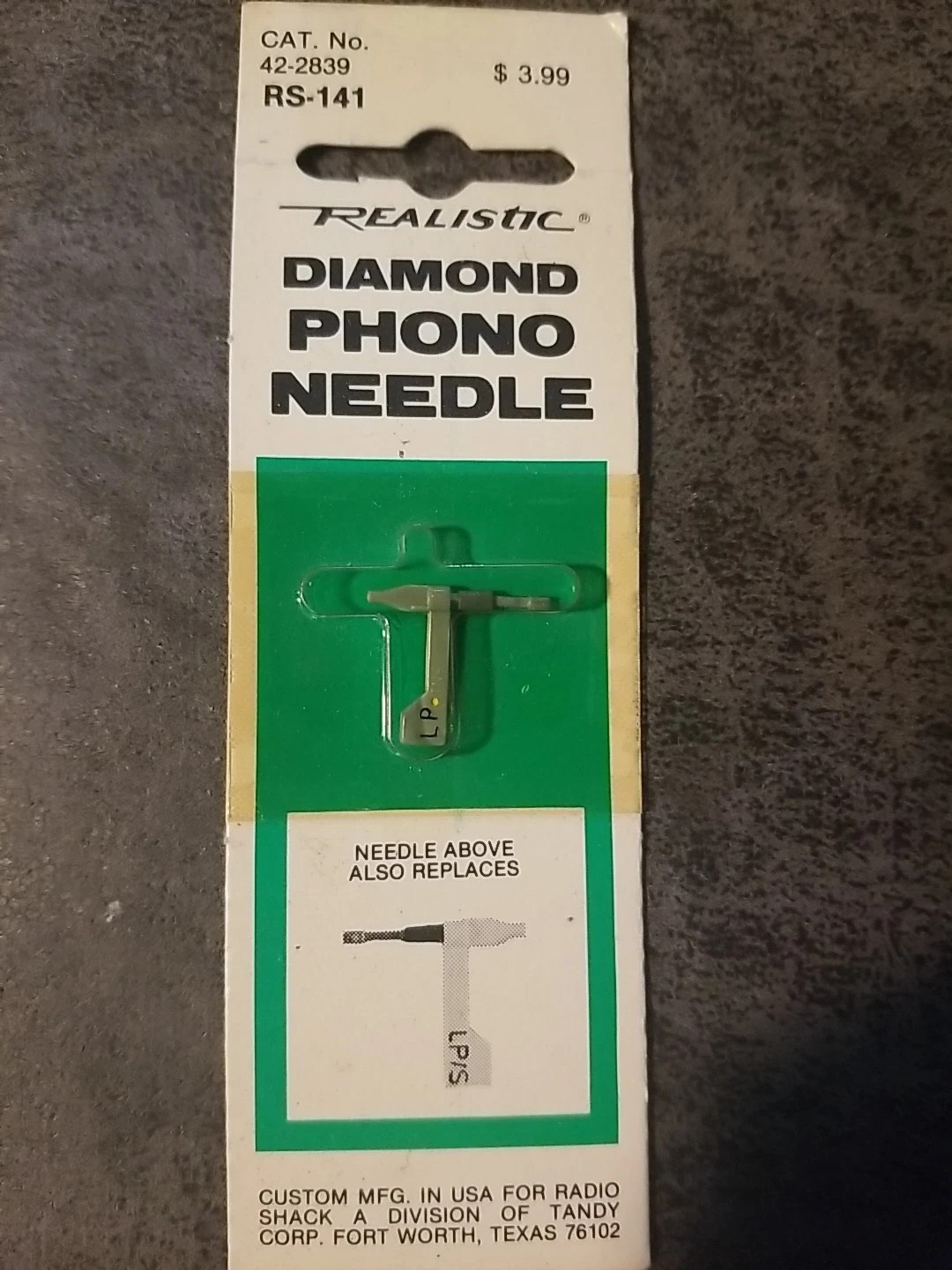 Realistic Diamond Phono Needle Cat. No. 42-2839 RS-141 NEW FREE SHIPPING