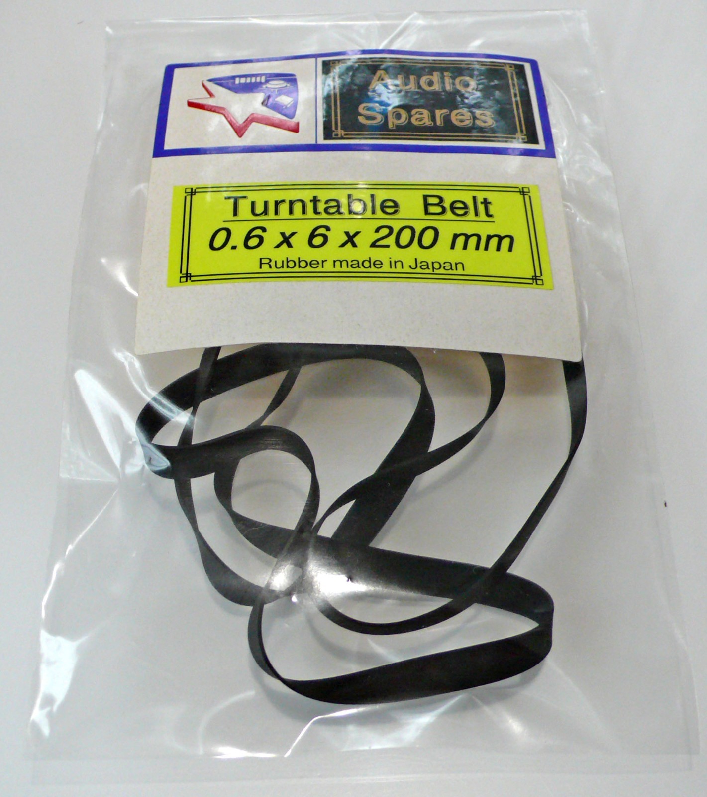 Turntable Belt : Diameter A = 200 mm x Thickness B = 0.6 mm x Width C = 6 mm