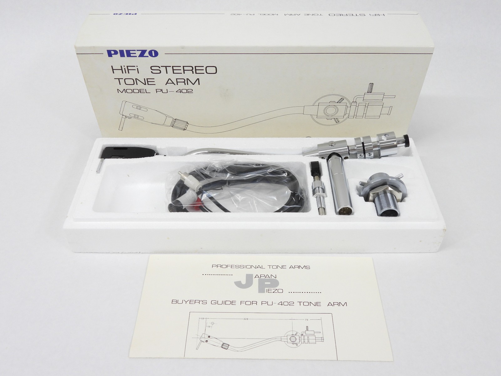 Piezo PU-402 Syntec S-220 Vintage HiFi Stereo Tone Arm + Box (excellent)