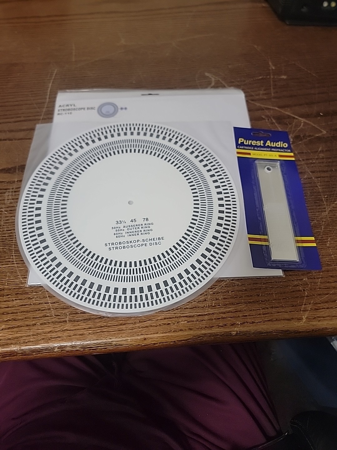 Acryl Turntable Mat/ Cartridge Alignment Protractor Strobe Disc/ Stroboscope