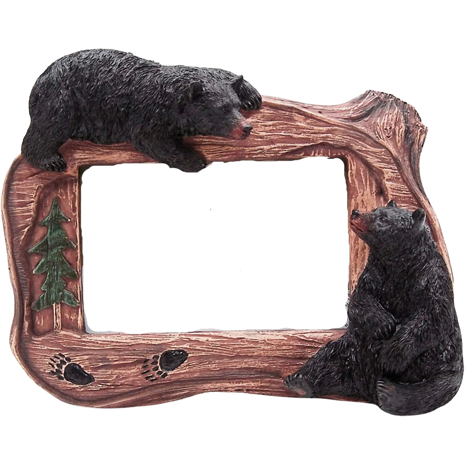 Wowser Black Bear Picture Frame – Rustic Cabin Tabletop Photo Brown,