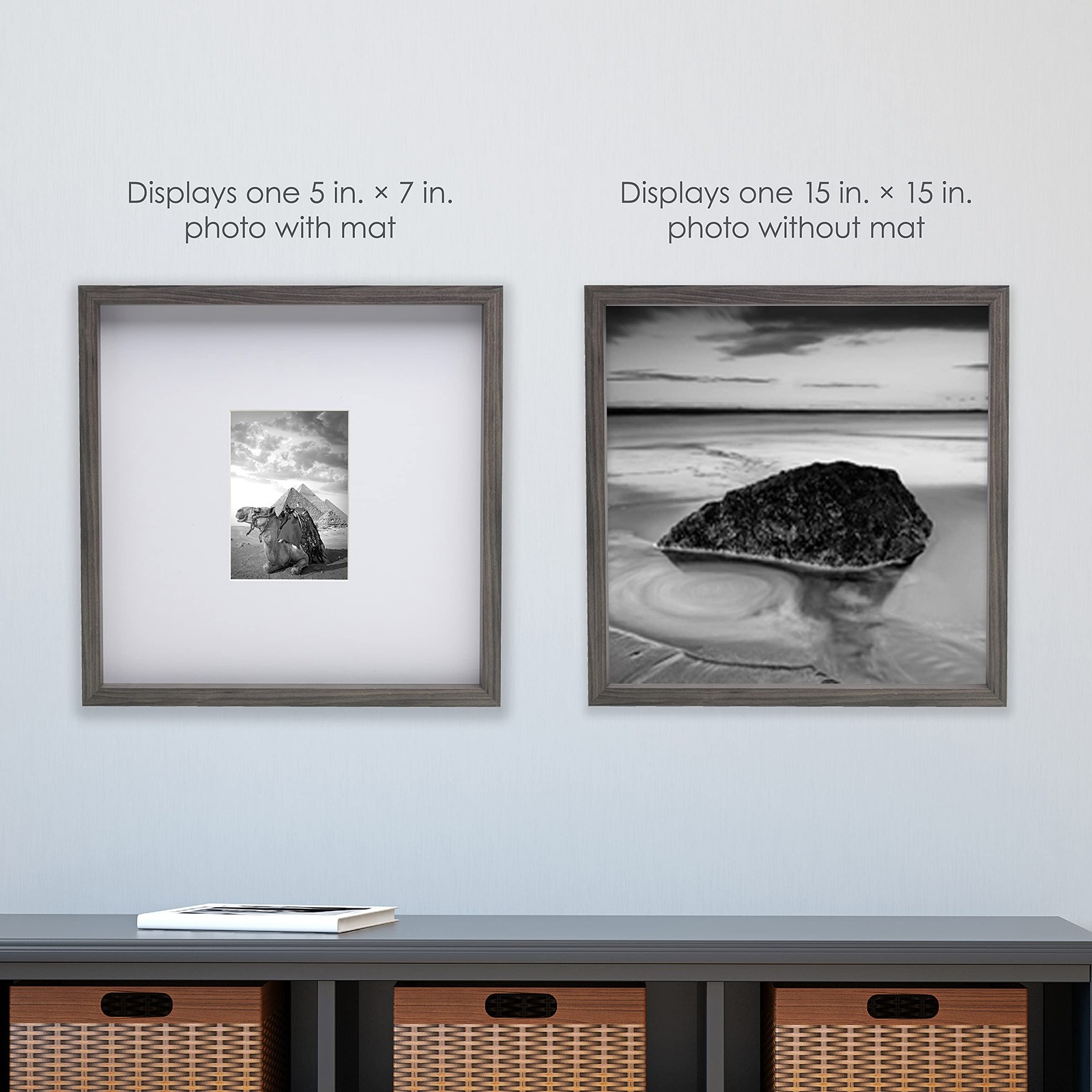 Mikasa 16×16 in. Gallery Frame 15×15 Photo without Matted 5×7, Gray