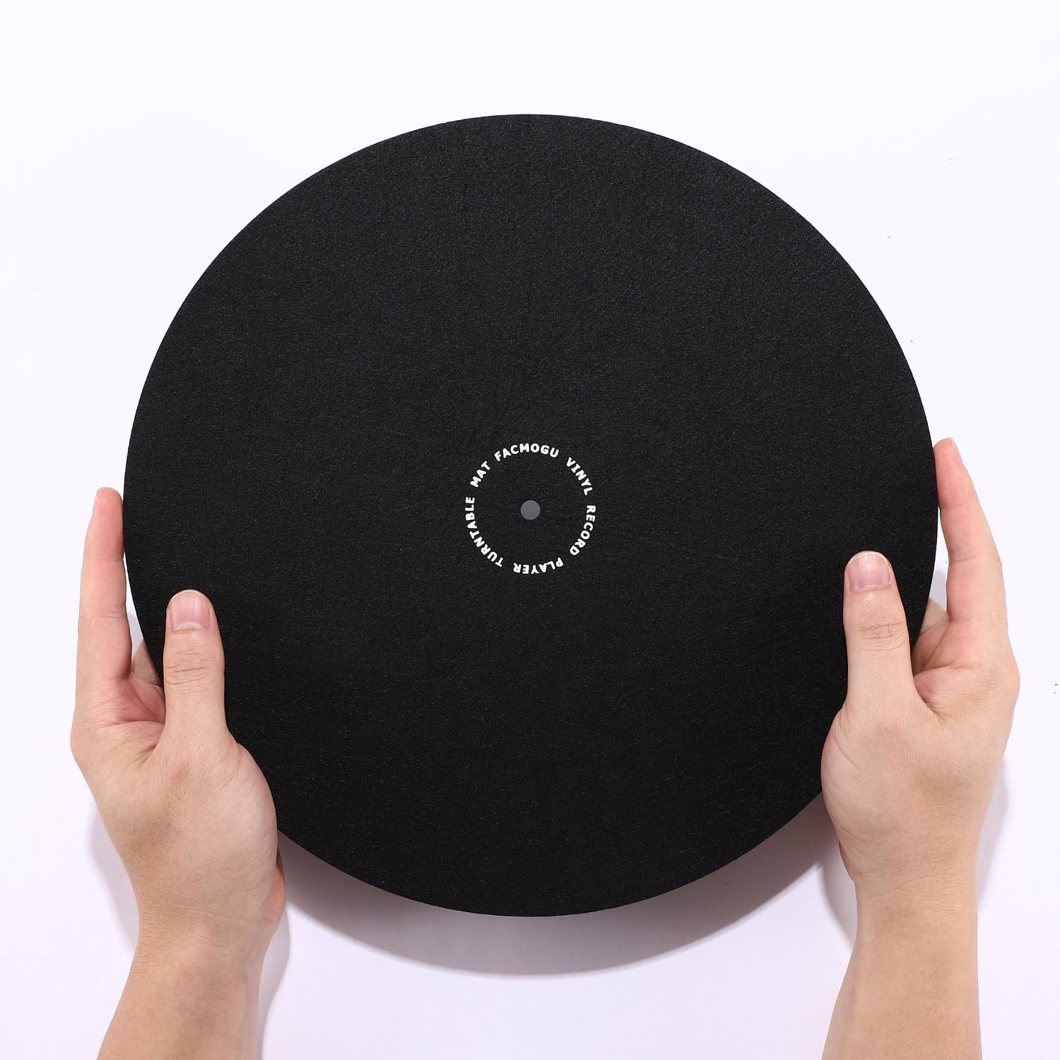 Facmogu 12 Inch Wool Turntable Slipmat, Anti Vibration 2mm Thickness, Black